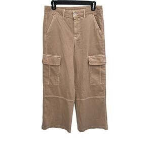 American Eagle High Rise Baggy Wide Leg Cargo Pants Khaki Size 8 Short
